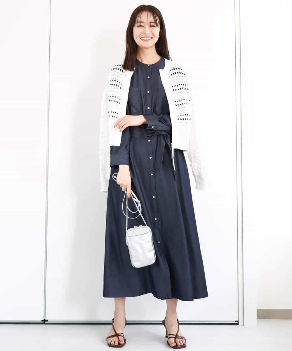 FKSGA30170 MK MICHEL KLEIN(MK ミッシェルクラン) かぎ針風編みニットブルゾン/洗える アクアブルー