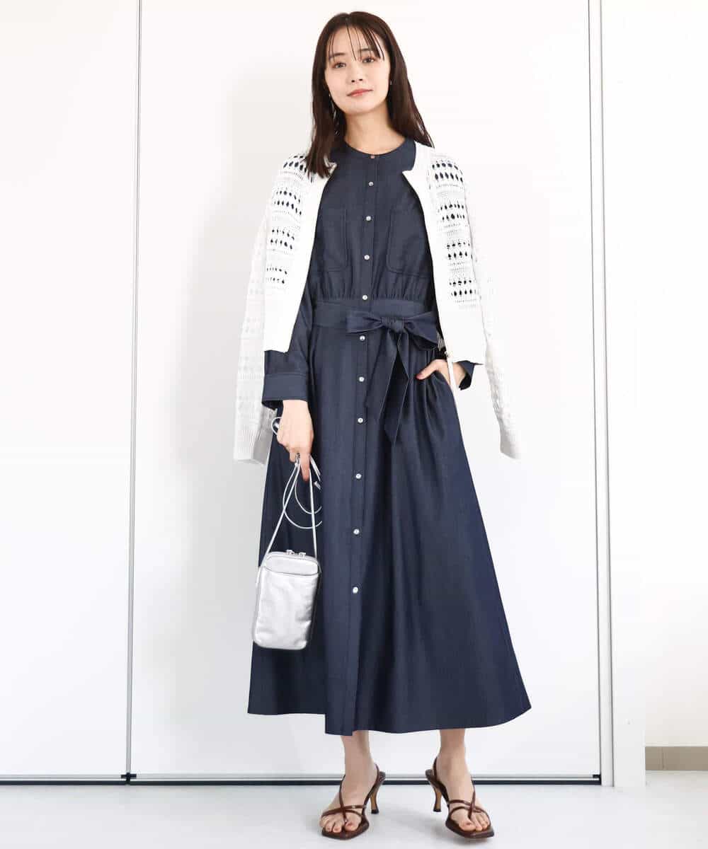 FKSGA30170 MK MICHEL KLEIN(MK ミッシェルクラン) かぎ針風編みニットブルゾン/洗える アクアブルー
