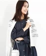FKSGA30170 MK MICHEL KLEIN(MK ミッシェルクラン) かぎ針風編みニットブルゾン/洗える ホワイト