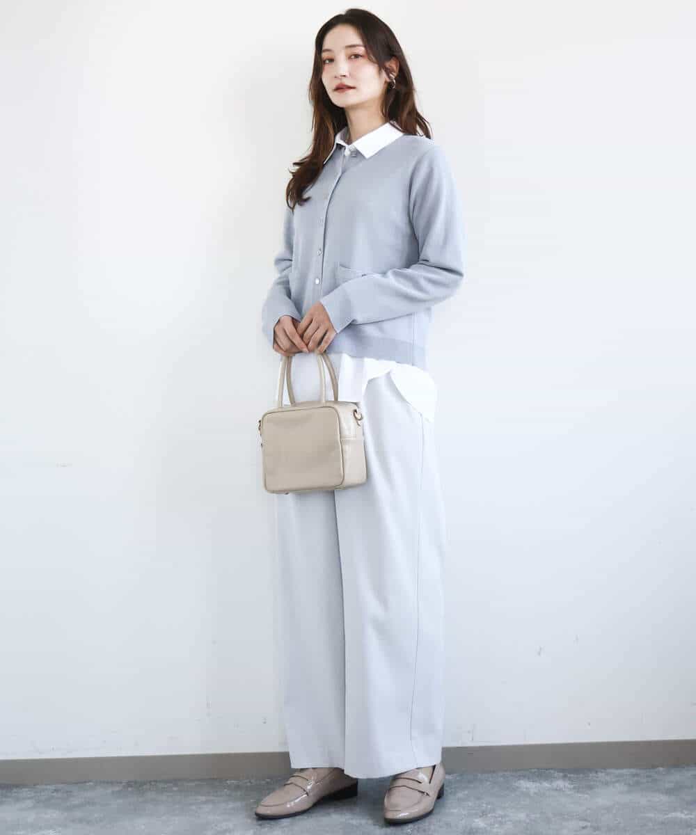 FKSGD20160 MK MICHEL KLEIN(MK ミッシェルクラン) [洗える]ジャケットライクニットカーディガン ブルーグレー