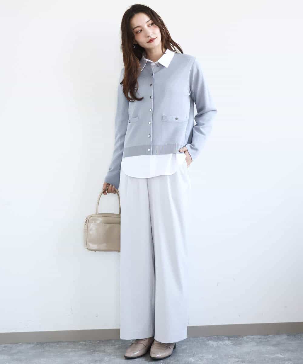 FKSGD20160 MK MICHEL KLEIN(MK ミッシェルクラン) [洗える]ジャケットライクニットカーディガン ブルーグレー