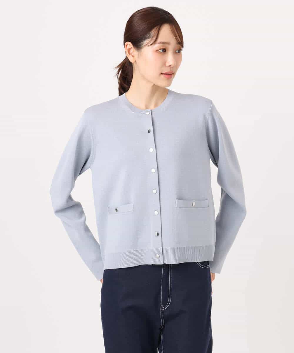 FKSGD20160 MK MICHEL KLEIN(MK ミッシェルクラン) [洗える]ジャケットライクニットカーディガン ブルーグレー