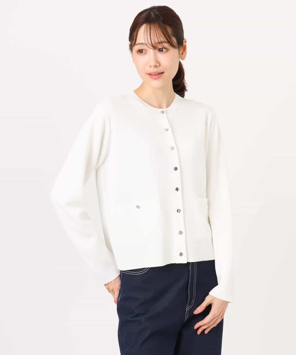 FKSGD20160 MK MICHEL KLEIN(MK ミッシェルクラン) [洗える]ジャケットライクニットカーディガン ブルーグレー