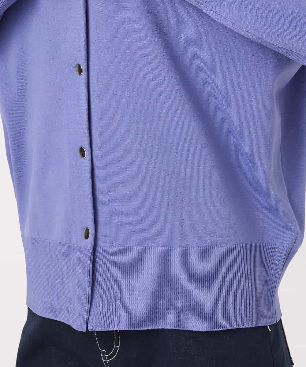 FKSGD21160 MK MICHEL KLEIN(MK ミッシェルクラン) [洗える]ドット釦Vネックカーディガン(無地・ボーダー) パープル（無地）