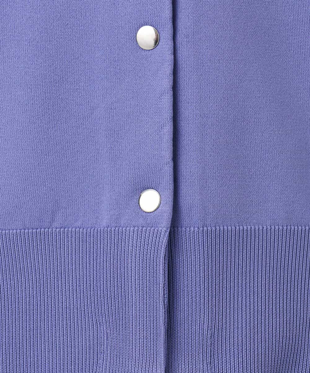 FKSGD21160 MK MICHEL KLEIN(MK ミッシェルクラン) [洗える]ドット釦Vネックカーディガン(無地・ボーダー) パープル（無地）