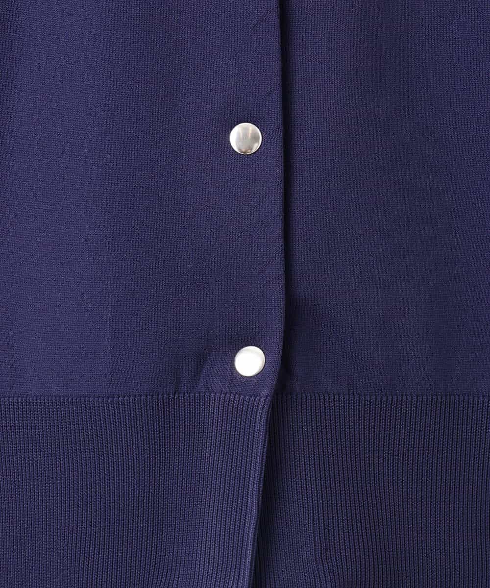 FKSGD21160 MK MICHEL KLEIN(MK ミッシェルクラン) [洗える]ドット釦Vネックカーディガン(無地・ボーダー) パープル（無地）