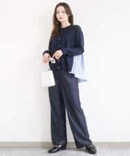 FKSGD30170 MK MICHEL KLEIN(MK ミッシェルクラン) [洗える]ストライプ切替えデザインニット アイボリー