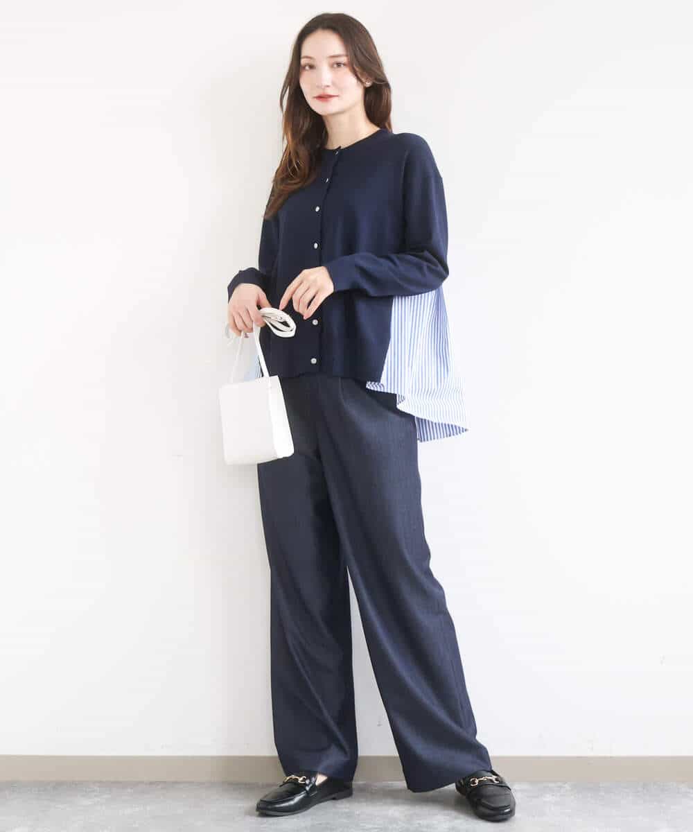 FKSGD30170 MK MICHEL KLEIN(MK ミッシェルクラン) [洗える]ストライプ切替えデザインニット アイボリー