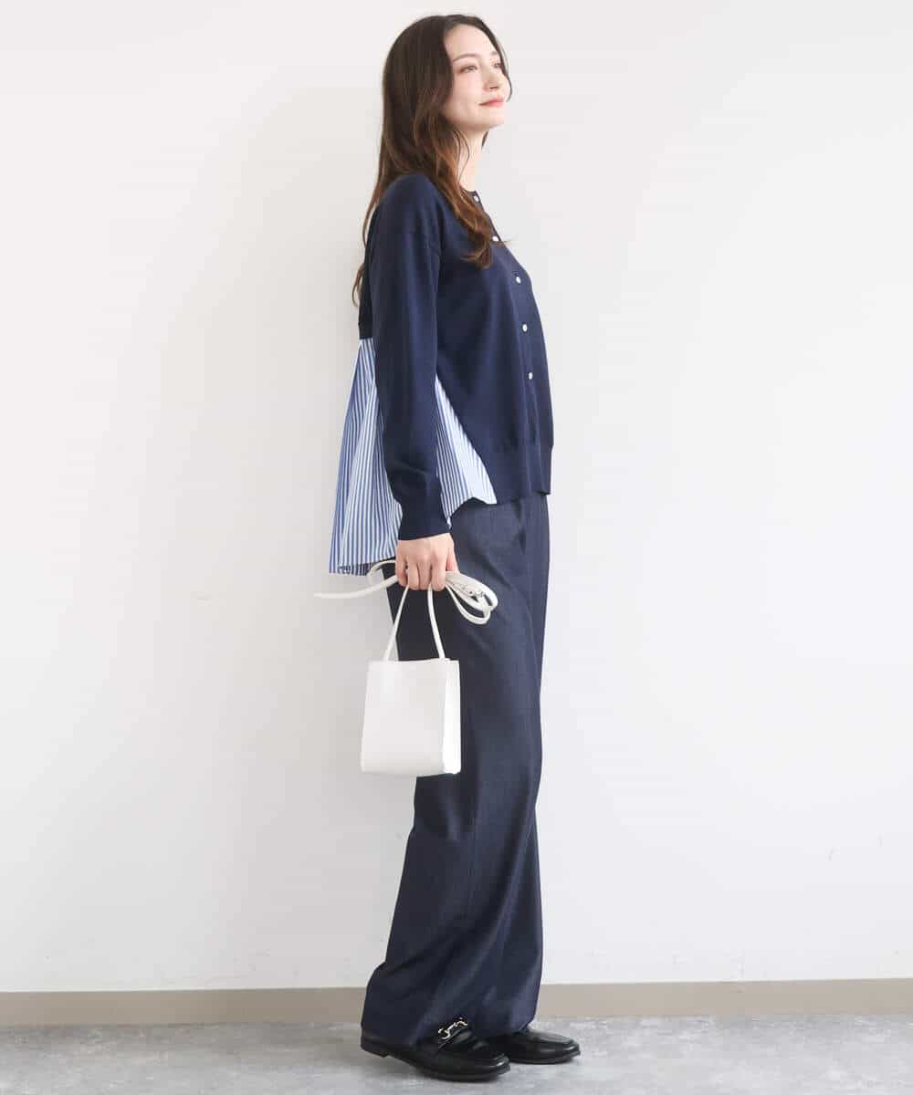 FKSGD30170 MK MICHEL KLEIN(MK ミッシェルクラン) [洗える]ストライプ切替えデザインニット アイボリー