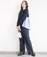 FKSGD30170 MK MICHEL KLEIN(MK ミッシェルクラン) [洗える]ストライプ切替えデザインニット アイボリー