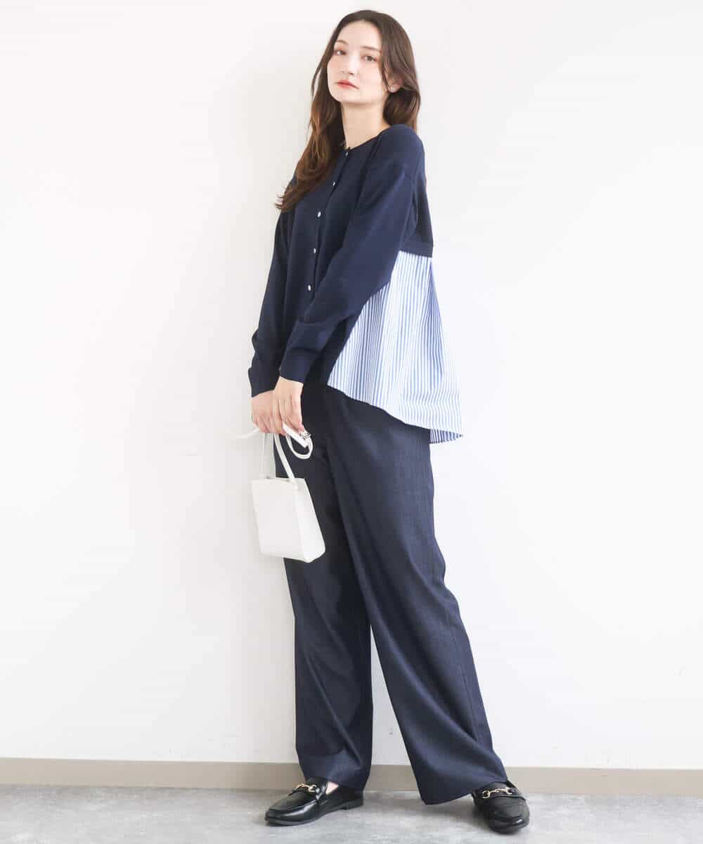 FKSGD30170 MK MICHEL KLEIN(MK ミッシェルクラン) [洗える]ストライプ切替えデザインニット アイボリー