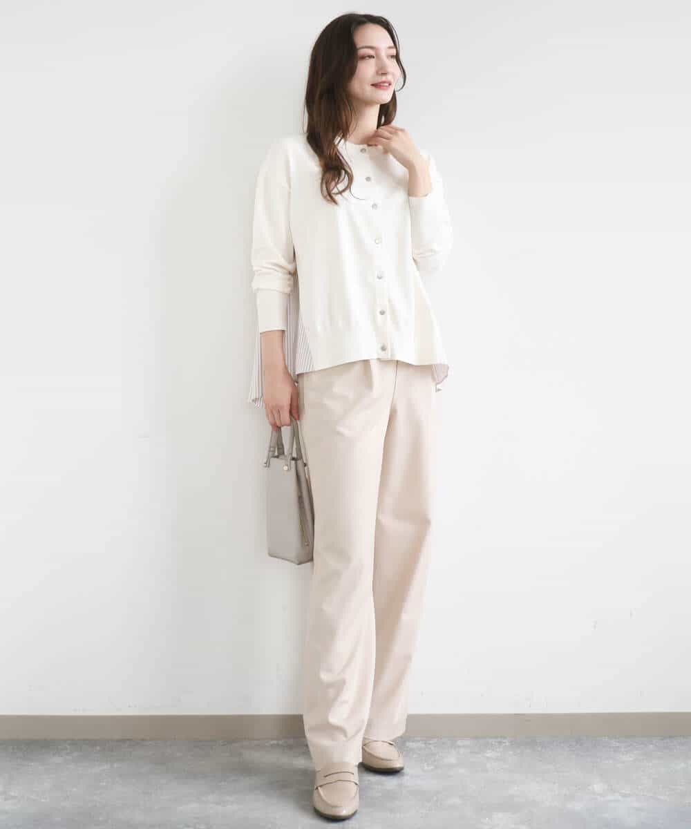 FKSGD30170 MK MICHEL KLEIN(MK ミッシェルクラン) [洗える]ストライプ切替えデザインニット アイボリー