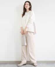 FKSGD30170 MK MICHEL KLEIN(MK ミッシェルクラン) [洗える]ストライプ切替えデザインニット アイボリー