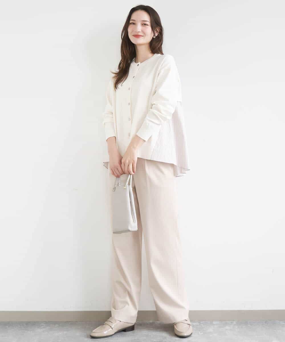 FKSGD30170 MK MICHEL KLEIN(MK ミッシェルクラン) [洗える]ストライプ切替えデザインニット アイボリー