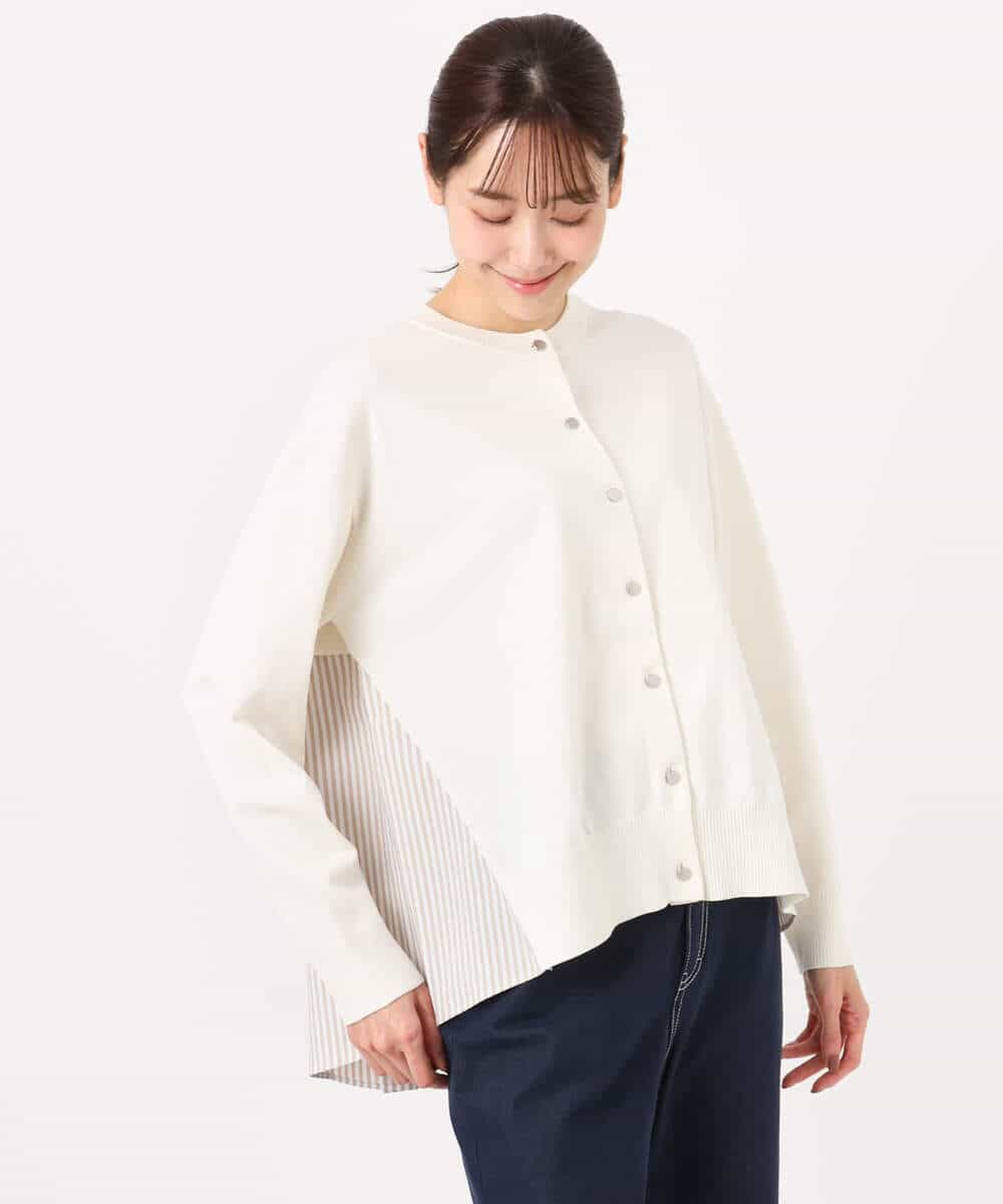 FKSGD30170 MK MICHEL KLEIN(MK ミッシェルクラン) [洗える]ストライプ切替えデザインニット アイボリー