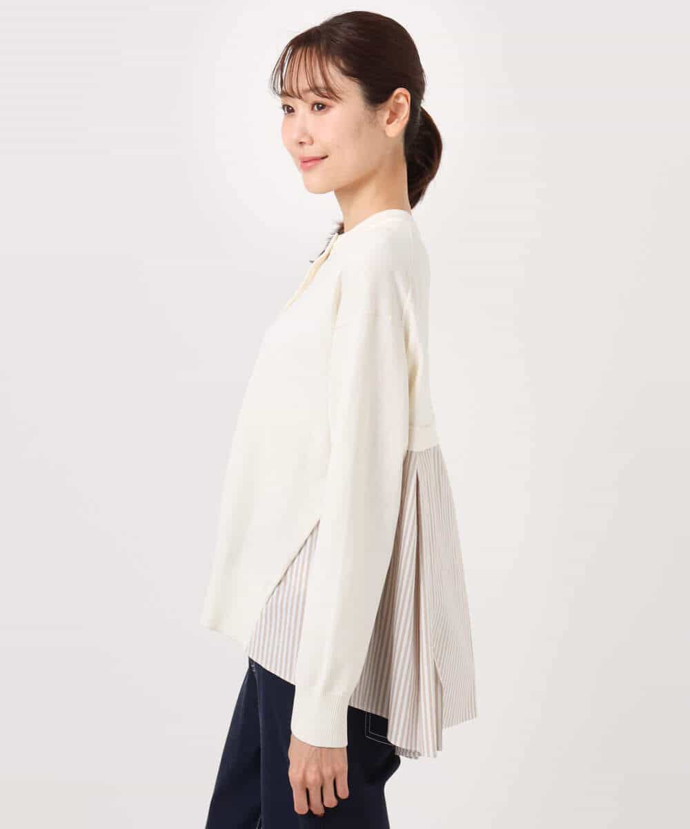FKSGD30170 MK MICHEL KLEIN(MK ミッシェルクラン) [洗える]ストライプ切替えデザインニット アイボリー