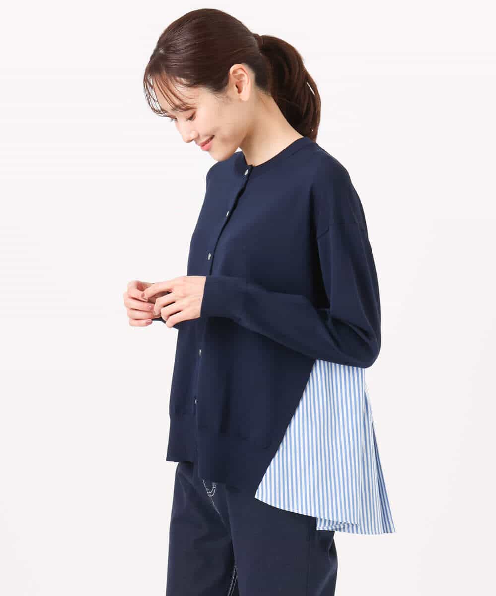 FKSGD30170 MK MICHEL KLEIN(MK ミッシェルクラン) [洗える]ストライプ切替えデザインニット アイボリー