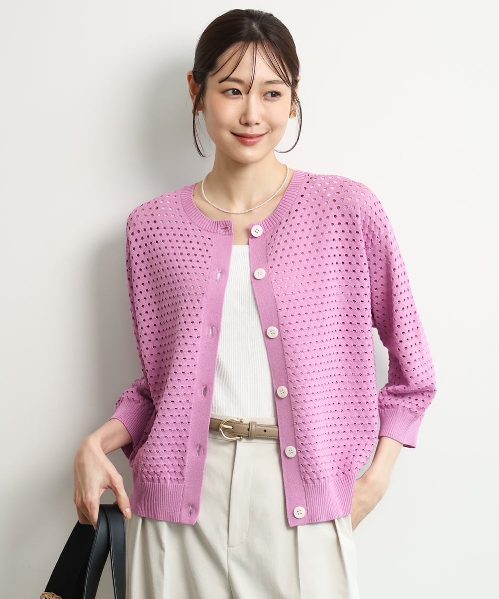 FKSGD32150 MK MICHEL KLEIN(MK ミッシェルクラン) [洗える]前後2way/アイレット編みニット ピンク