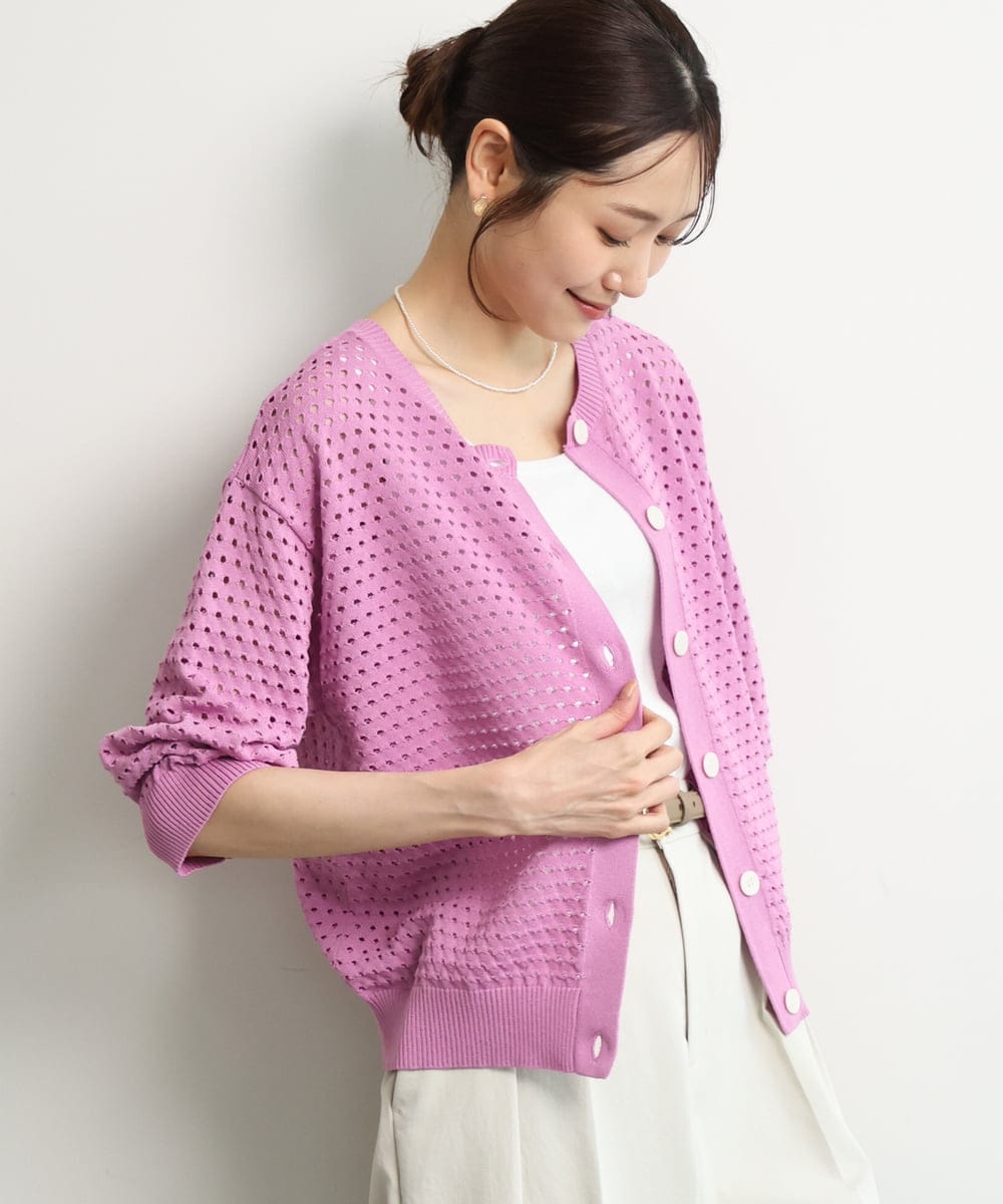 FKSGD32150 MK MICHEL KLEIN(MK ミッシェルクラン) [洗える]前後2way/アイレット編みニット ピンク