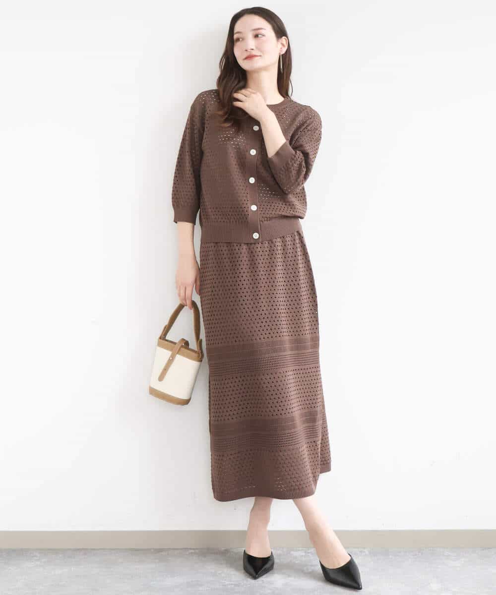 FKSGD32150 MK MICHEL KLEIN(MK ミッシェルクラン) [洗える]前後2way/アイレット編みニット ピンク