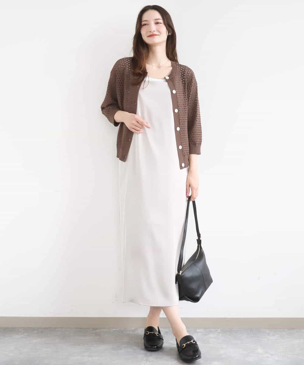 FKSGD32150 MK MICHEL KLEIN(MK ミッシェルクラン) [洗える]前後2way/アイレット編みニット ピンク