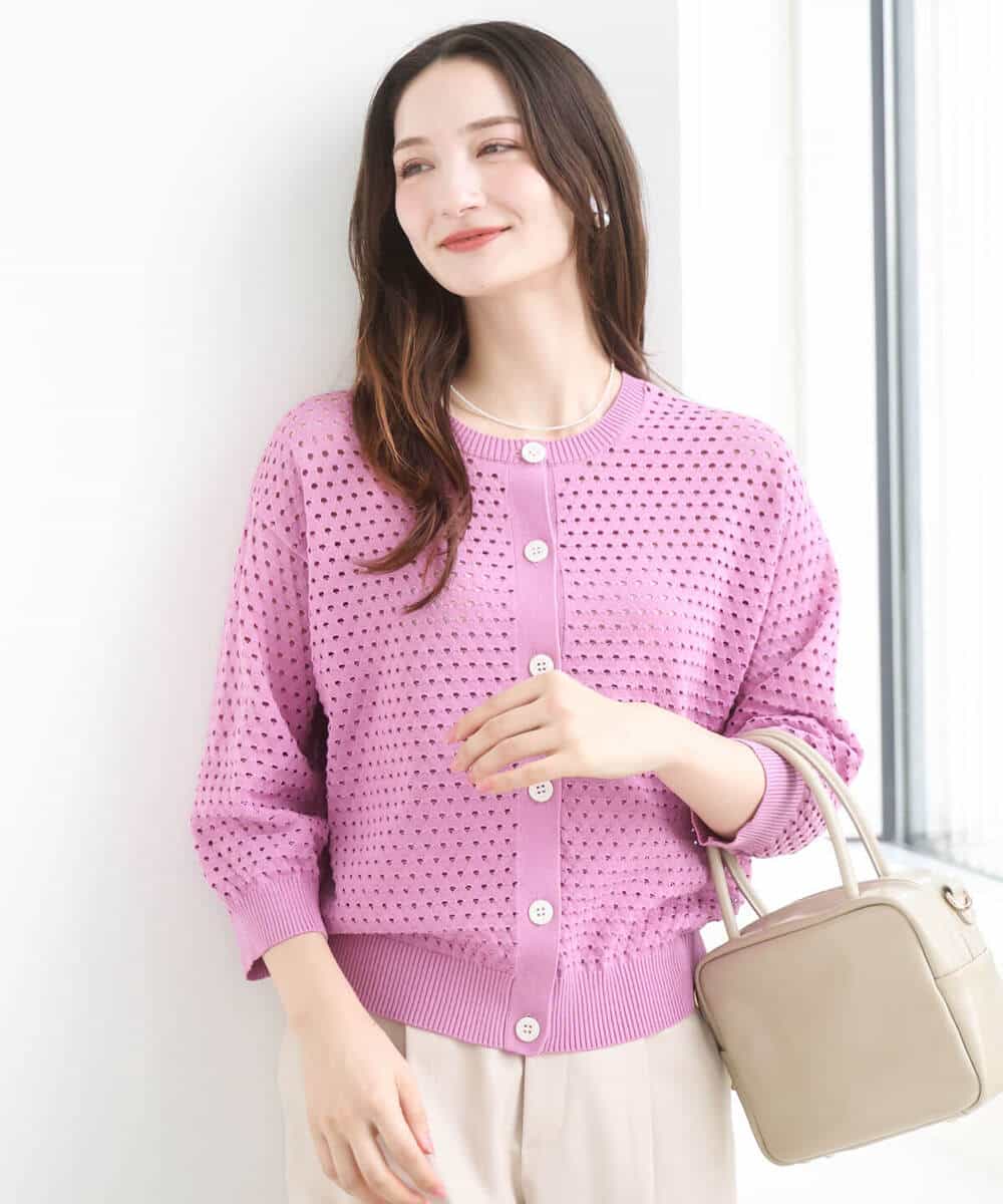 FKSGD32150 MK MICHEL KLEIN(MK ミッシェルクラン) [洗える]前後2way/アイレット編みニット ピンク
