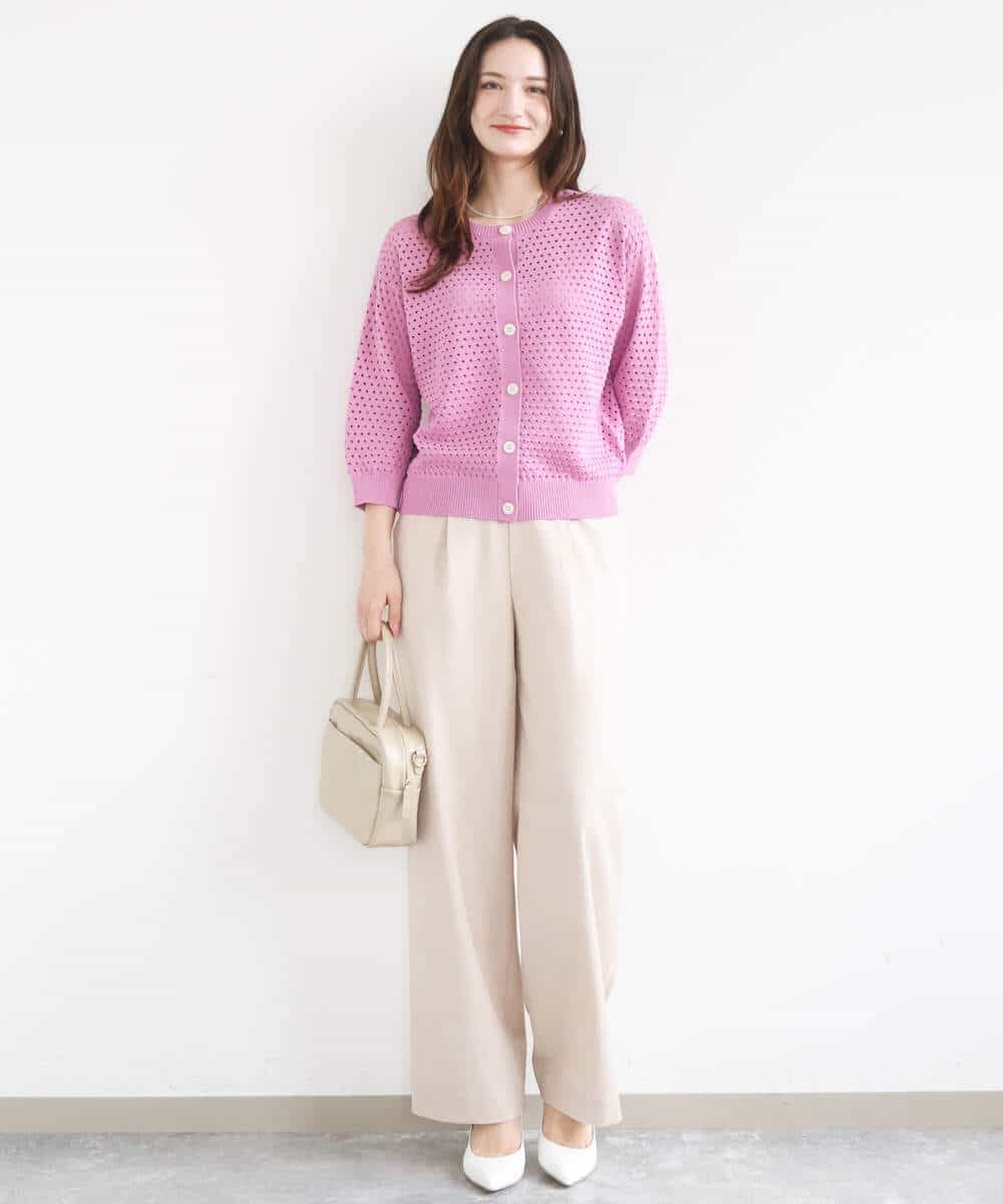 FKSGD32150 MK MICHEL KLEIN(MK ミッシェルクラン) [洗える]前後2way/アイレット編みニット ピンク