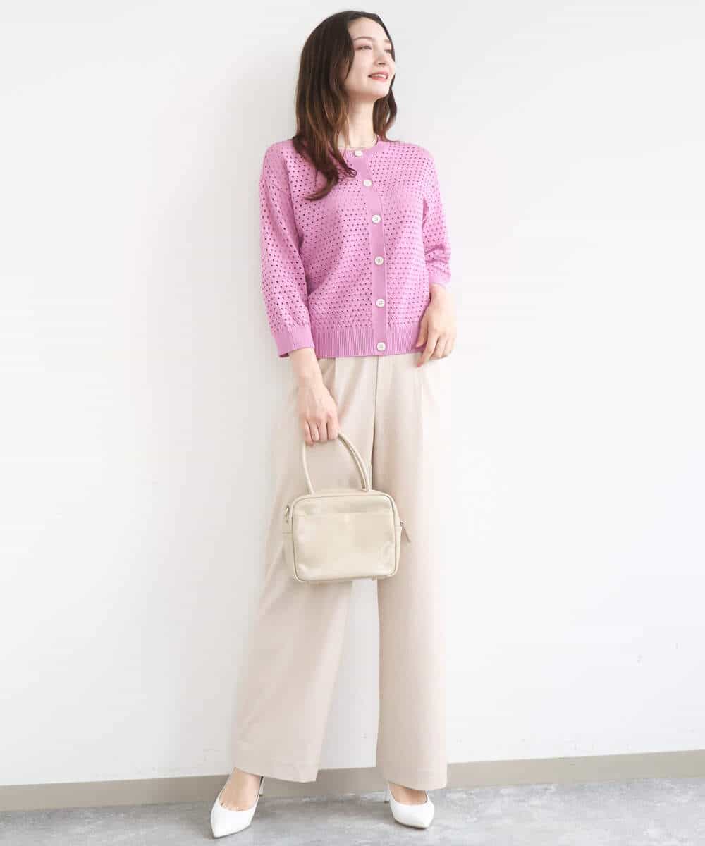 FKSGD32150 MK MICHEL KLEIN(MK ミッシェルクラン) [洗える]前後2way/アイレット編みニット ピンク