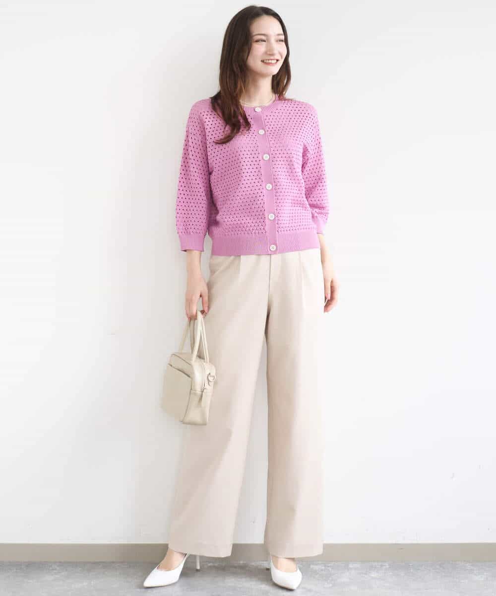 FKSGD32150 MK MICHEL KLEIN(MK ミッシェルクラン) [洗える]前後2way/アイレット編みニット ピンク