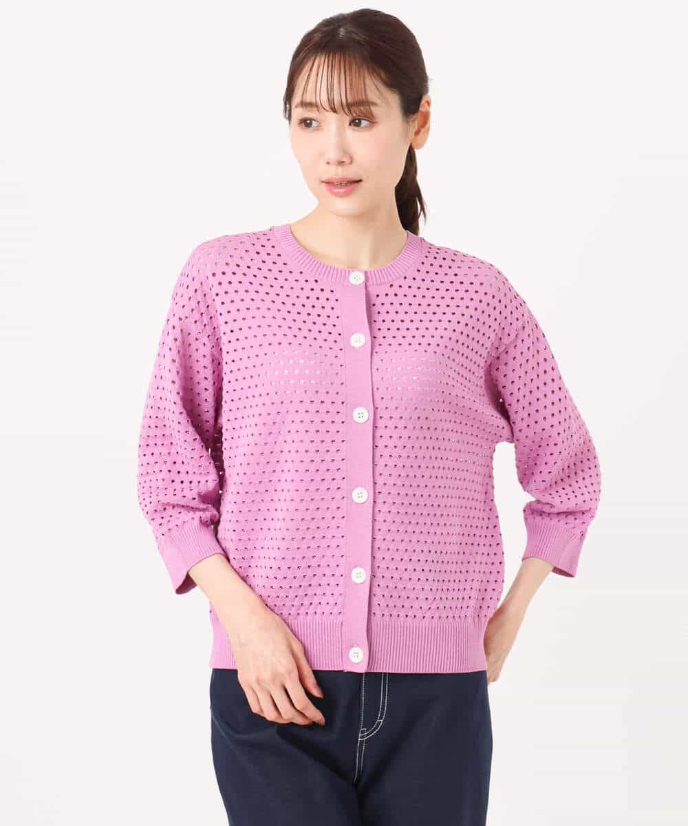 FKSGD32150 MK MICHEL KLEIN(MK ミッシェルクラン) [洗える]前後2way/アイレット編みニット ピンク