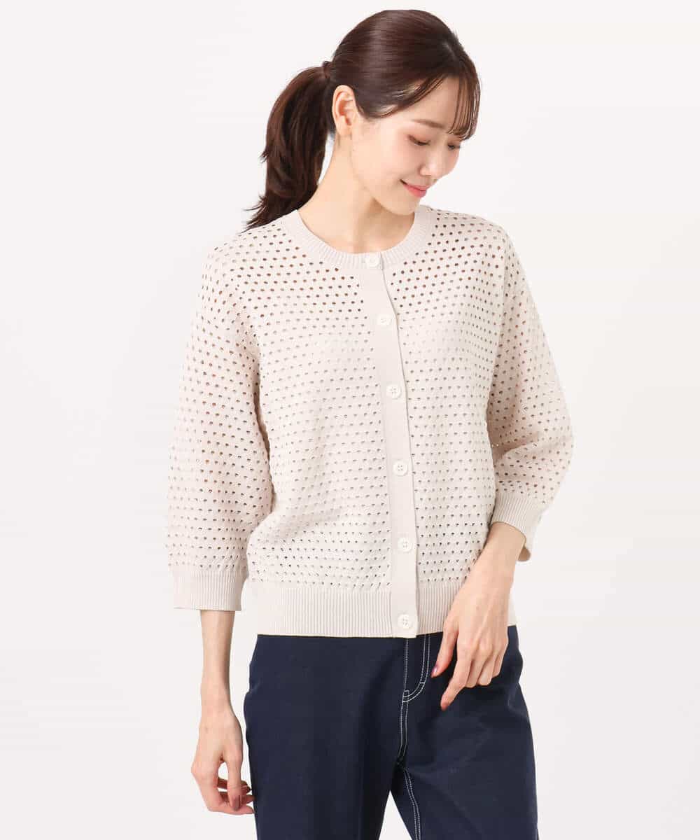FKSGD32150 MK MICHEL KLEIN(MK ミッシェルクラン) [洗える]前後2way/アイレット編みニット ピンク