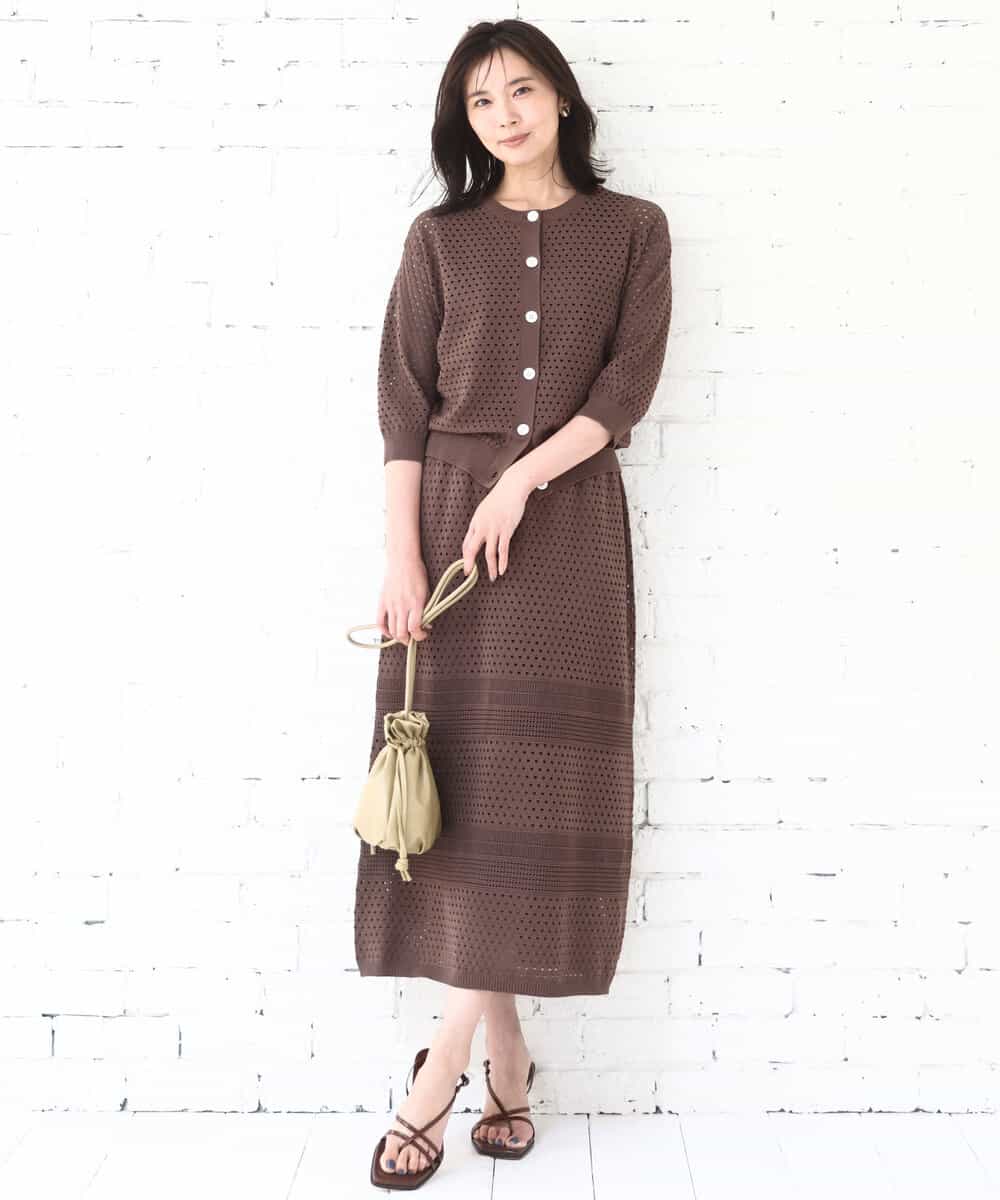 FKSGD32150 MK MICHEL KLEIN(MK ミッシェルクラン) [洗える]前後2way/アイレット編みニット ピンク