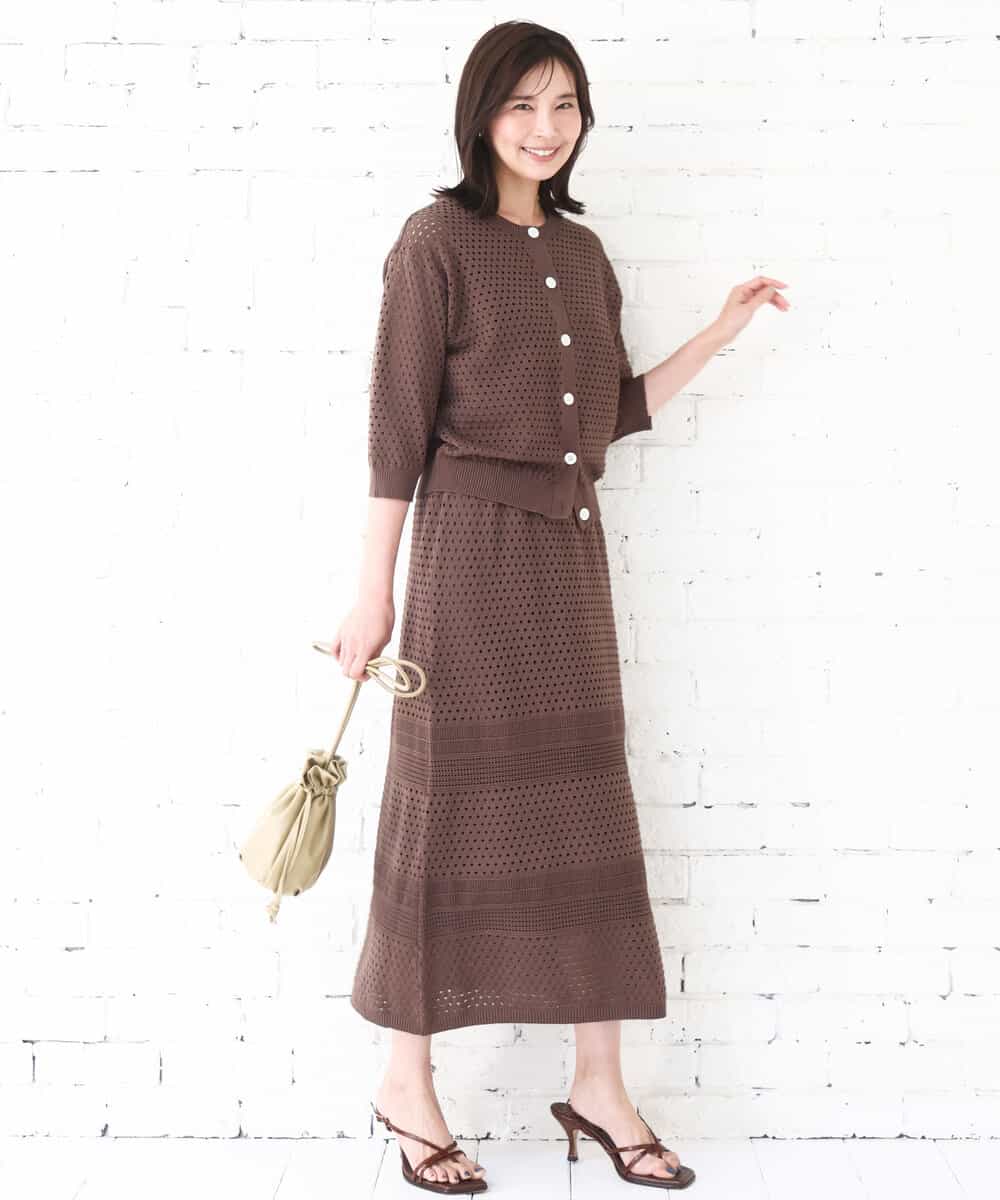 FKSGD32150 MK MICHEL KLEIN(MK ミッシェルクラン) [洗える]前後2way/アイレット編みニット ピンク