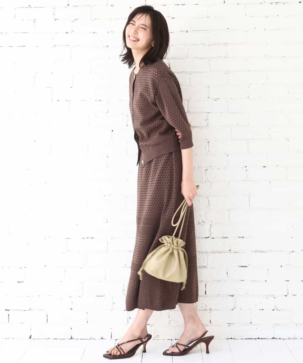 FKSGD32150 MK MICHEL KLEIN(MK ミッシェルクラン) [洗える]前後2way/アイレット編みニット ピンク