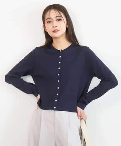 FKSGD40140 MK MICHEL KLEIN [UVカット/接触冷感/洗える]ドット釦ニットカーディガン