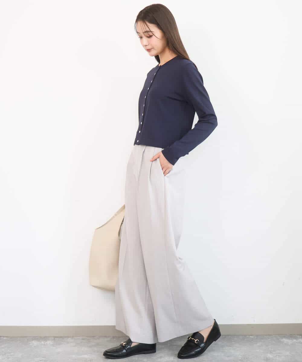 FKSGD40140 MK MICHEL KLEIN(MK ミッシェルクラン) [UVカット/接触冷感/洗える]ドット釦ニットカーディガン ネイビー