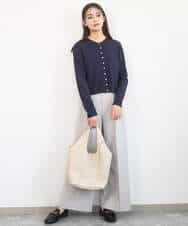 FKSGD40140 MK MICHEL KLEIN(MK ミッシェルクラン) [UVカット/接触冷感/洗える]ドット釦ニットカーディガン ネイビー