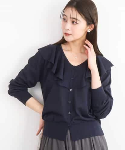 FKSGD41160 MK MICHEL KLEIN [UVカット/接触冷感/洗える]ラッフルフリルデザインカーディガン
