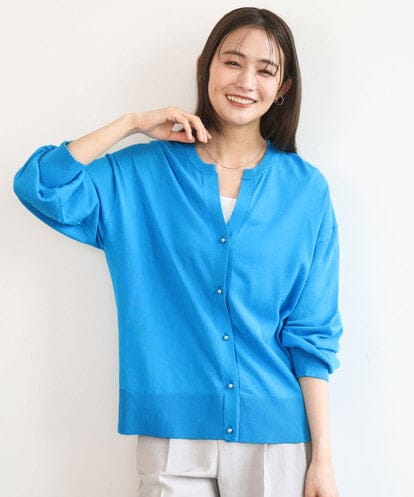 FKSGD42150 MK MICHEL KLEIN [UVカット/接触冷感/洗える]キーネックカーディガン