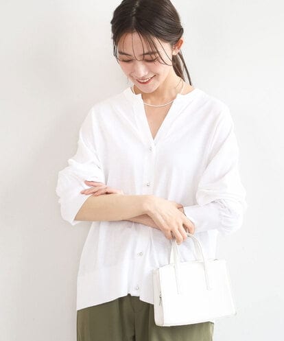 FKSGD42150 MK MICHEL KLEIN [UVカット/接触冷感/洗える]キーネックカーディガン