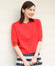 FKSGD53140 MK MICHEL KLEIN(MK ミッシェルクラン) [UVカット/接触冷感/洗える]コンパクトニットカーディガン レッド
