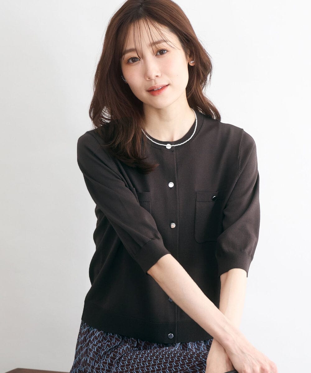 FKSGD53140 MK MICHEL KLEIN(MK ミッシェルクラン) [UVカット/接触冷感/洗える]コンパクトニットカーディガン ブラウン