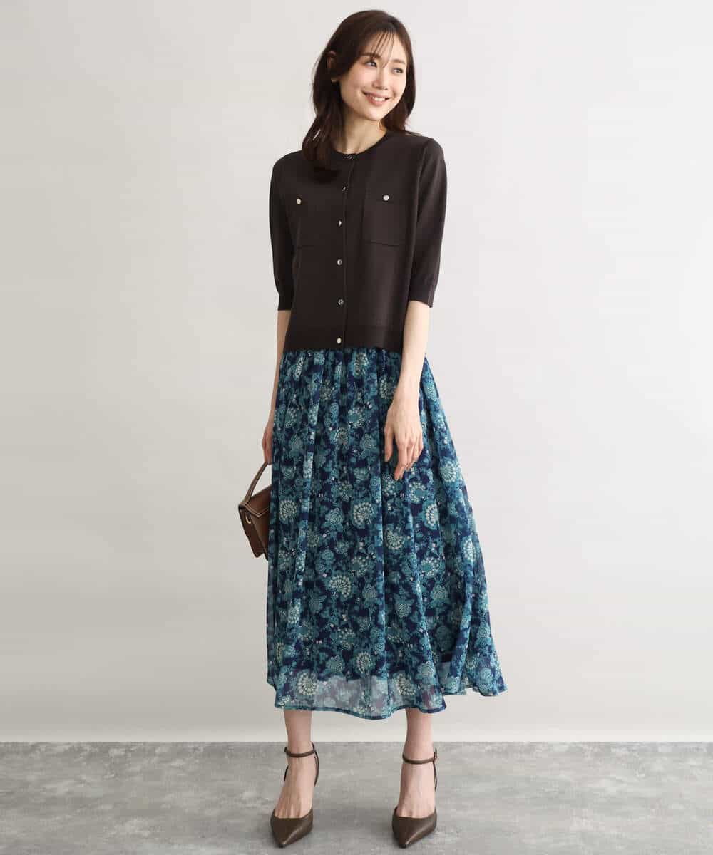 FKSGD53140 MK MICHEL KLEIN(MK ミッシェルクラン) [UVカット/接触冷感/洗える]コンパクトニットカーディガン ブラウン