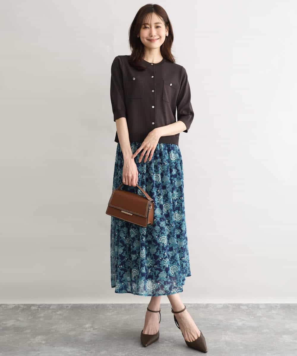 FKSGD53140 MK MICHEL KLEIN(MK ミッシェルクラン) [UVカット/接触冷感/洗える]コンパクトニットカーディガン ブラウン