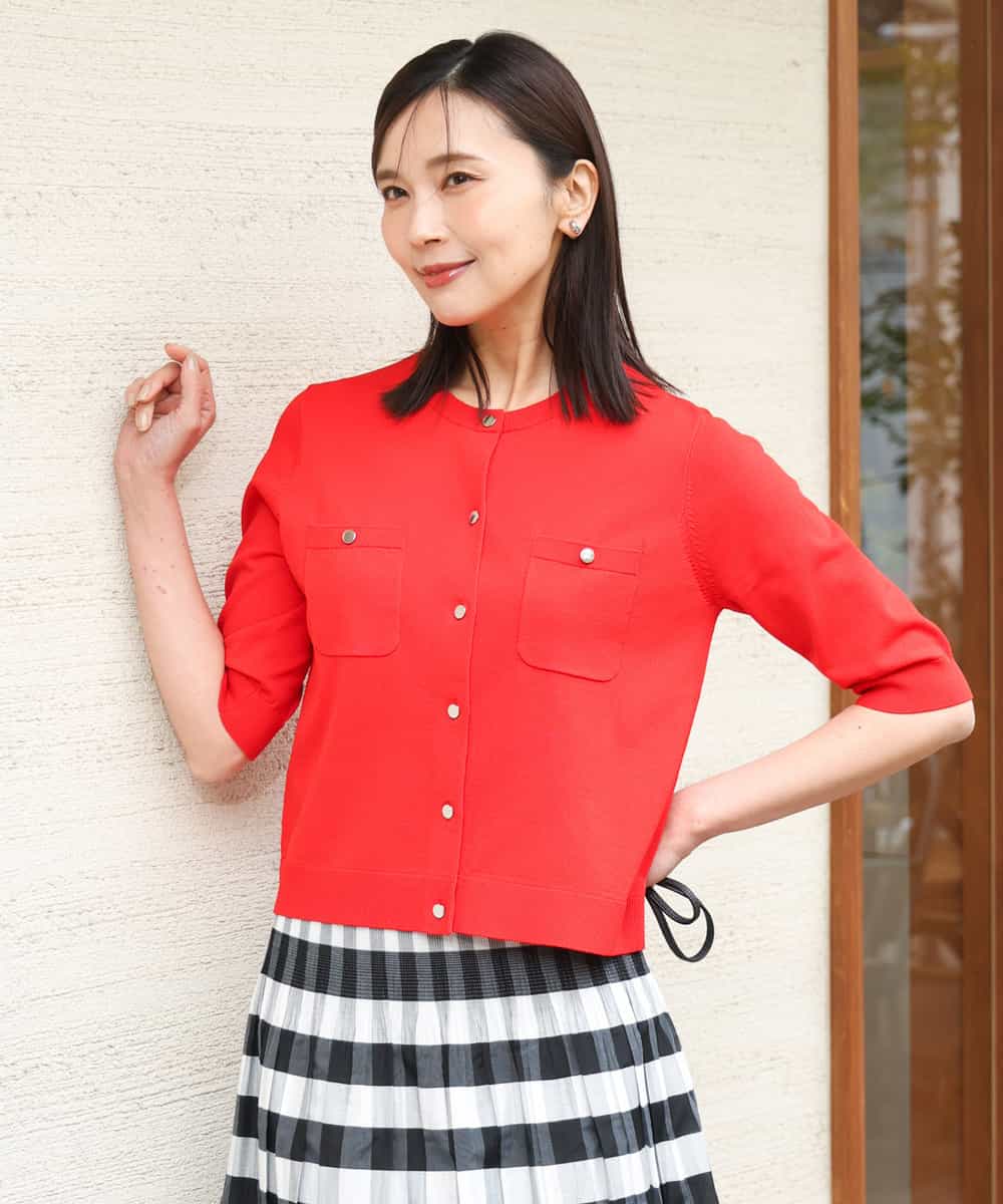 FKSGD53140 MK MICHEL KLEIN(MK ミッシェルクラン) [UVカット/接触冷感/洗える]コンパクトニットカーディガン ブラウン
