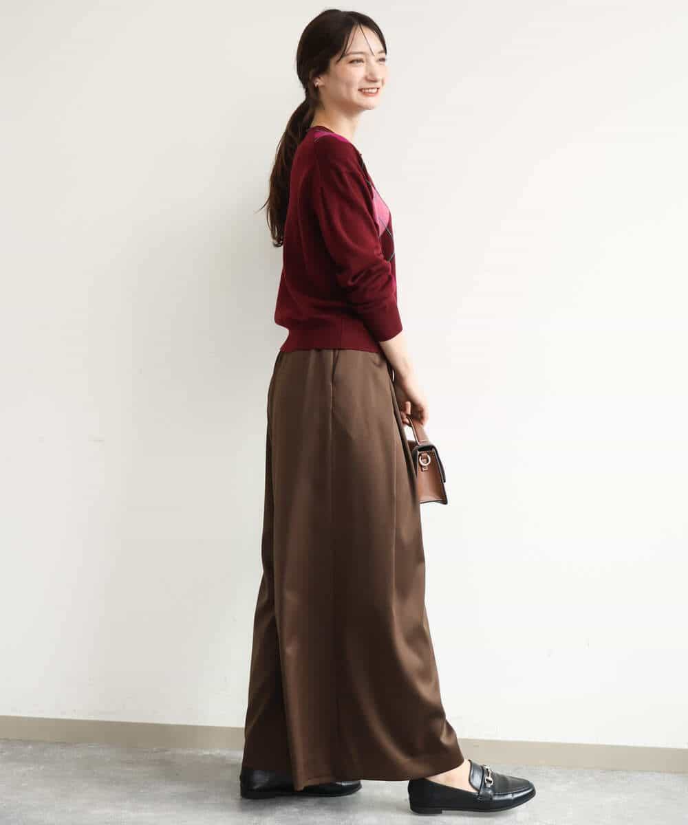 FKSJD30160 MK MICHEL KLEIN(MK ミッシェルクラン) [洗える]配色アーガイル柄ニットカーディガン グレー