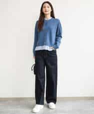 FKSJD31160 MK MICHEL KLEIN(MK ミッシェルクラン) [洗える]フリルレイヤードニットカーディガン ネイビー
