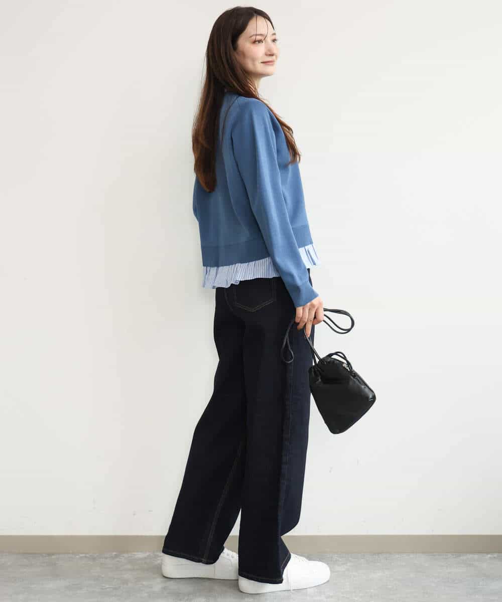 FKSJD31160 MK MICHEL KLEIN(MK ミッシェルクラン) [洗える]フリルレイヤードニットカーディガン ネイビー