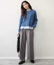 FKSJD31160 MK MICHEL KLEIN(MK ミッシェルクラン) [洗える]フリルレイヤードニットカーディガン ネイビー