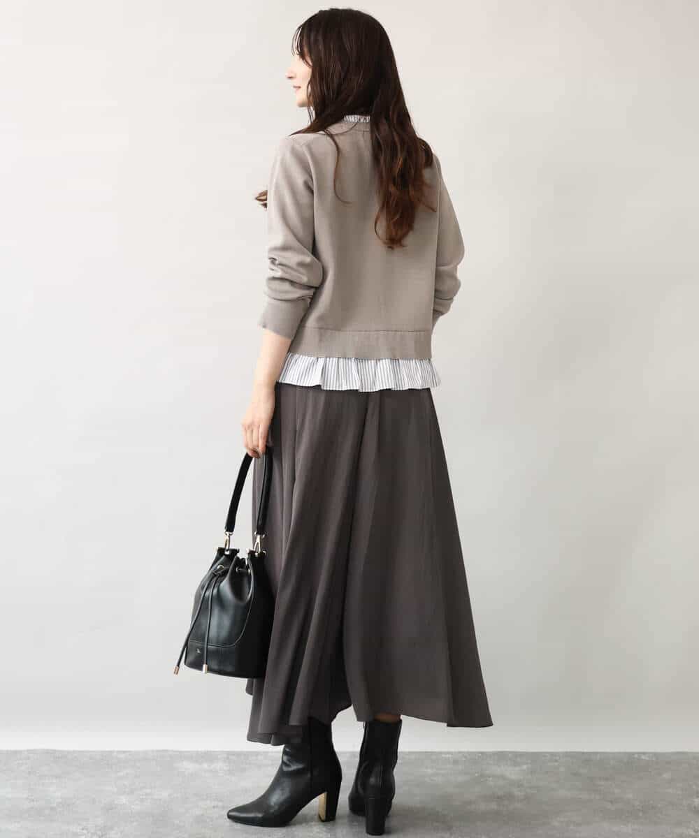 FKSJD31160 MK MICHEL KLEIN(MK ミッシェルクラン) [洗える]フリルレイヤードニットカーディガン ネイビー